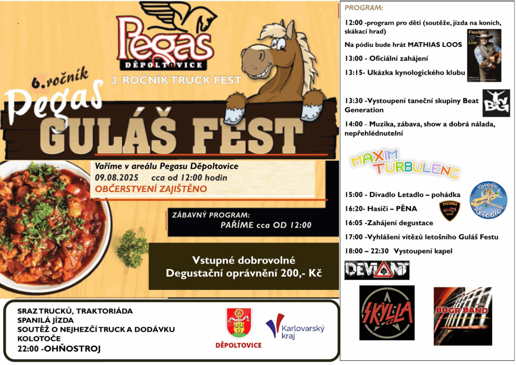 V korunách stromů - LÉTO, Pegas Guláš Fest, 9.8.2025 od 15h, Areál Pegas Děpoltovice
