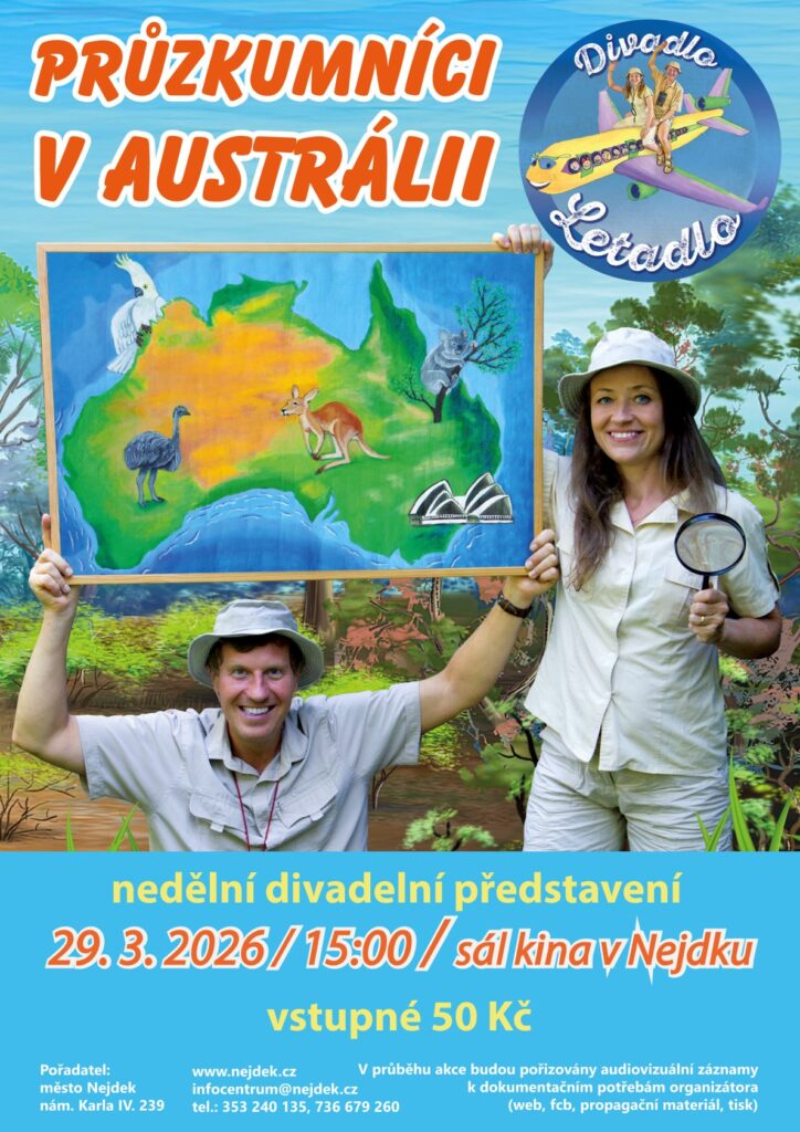 Průzkumníci v Austrálii, Kino Nejdek, 29.3.2026 od 15h, Nejdek, 50Kč